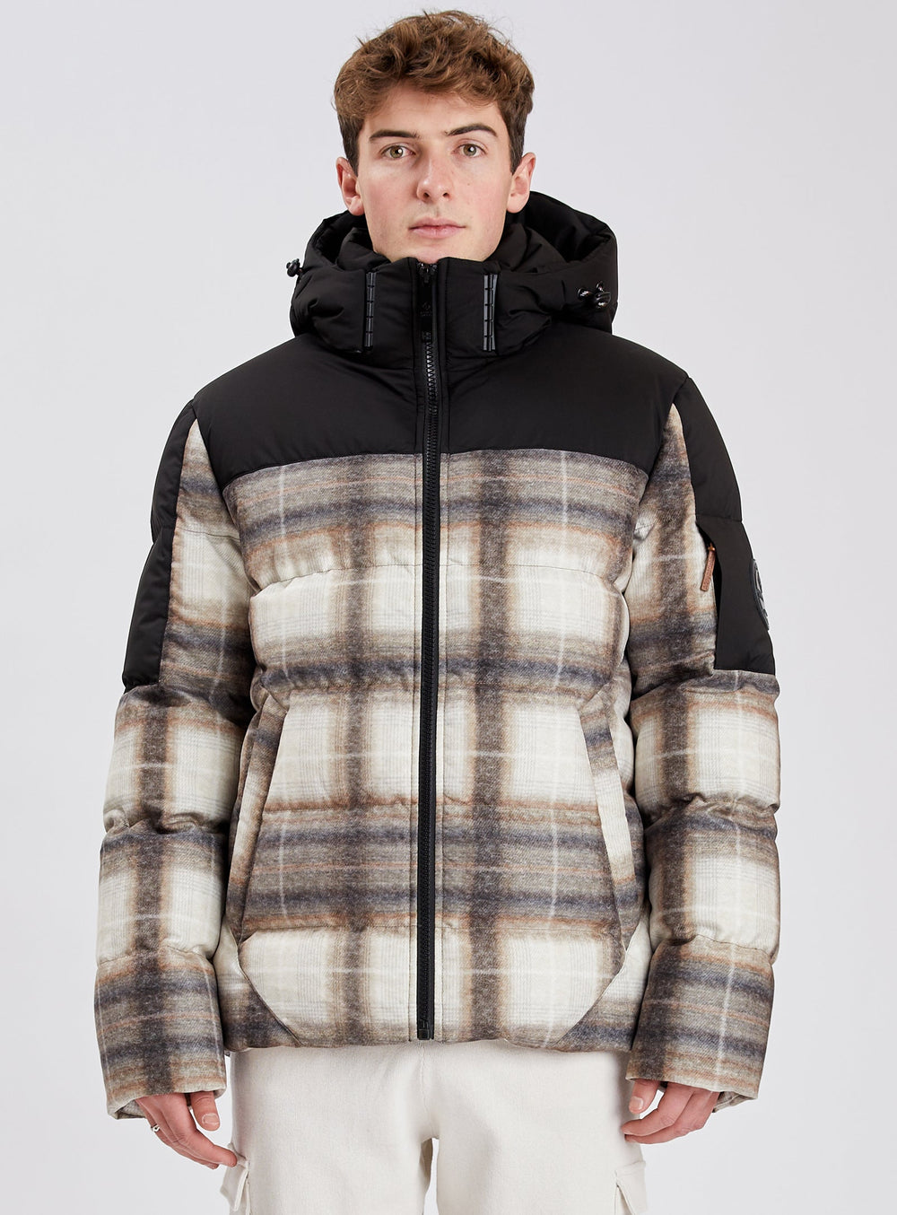 BELLECOTE| Cashmere-touch Plaid Printed Jacket || BELLECOTE | Veste à gros carreaux imprimés