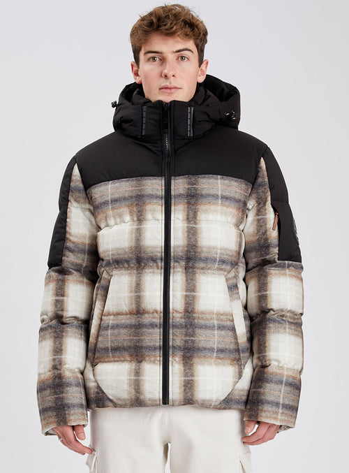 BELLECOTE| Cashmere-touch Plaid Printed Jacket || BELLECOTE | Veste à gros carreaux imprimés