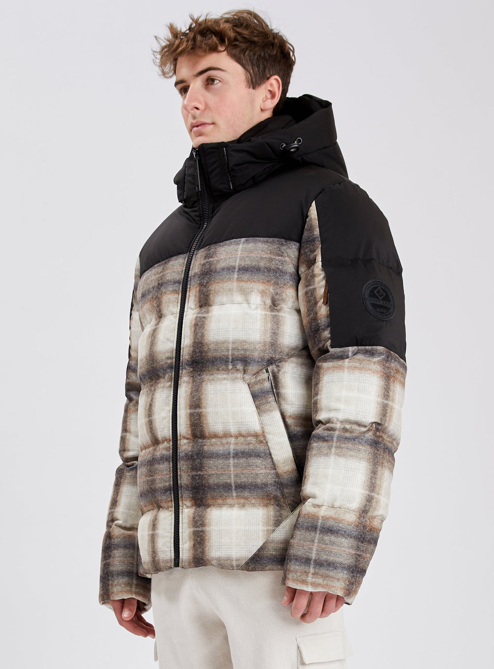 BELLECOTE| Cashmere-touch Plaid Printed Jacket || BELLECOTE | Veste à gros carreaux imprimés