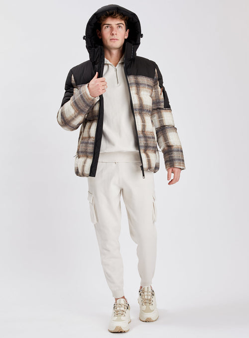 BELLECOTE| Cashmere-touch Plaid Printed Jacket || BELLECOTE | Veste à gros carreaux imprimés
