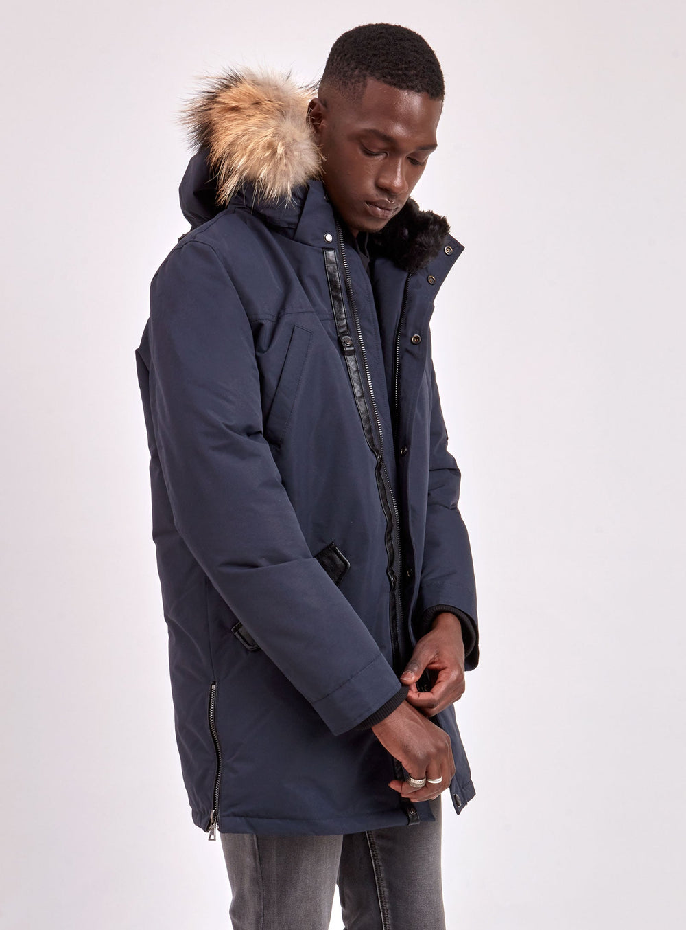 XAVIER | BLACK LABEL PREMIUM DOWN RACCOON FUR TRIM JACKET ||XAVIER | MANTEAU BLACK LABEL PREMIUM EN DUVET À FOURRURE DE RATON